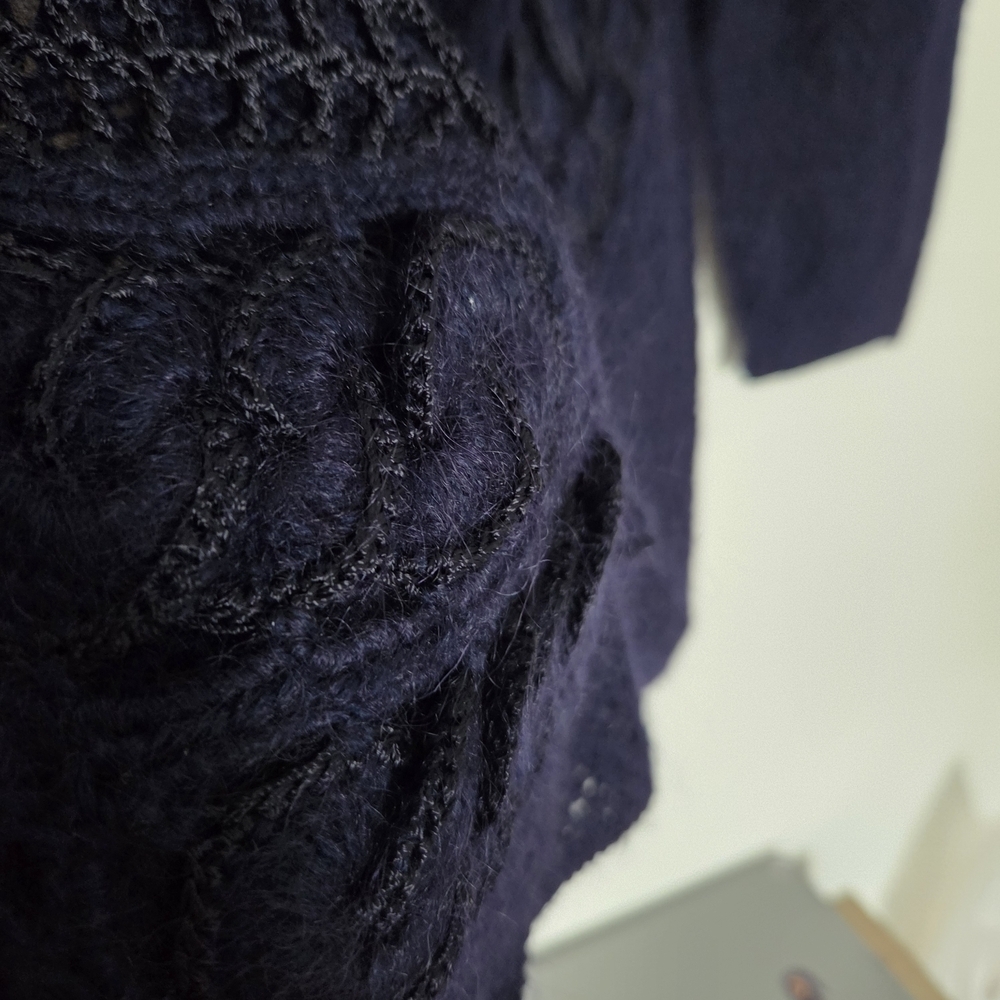 Ziao Yiyi Mohair Knit Sweater Navy Blue Sz Large - Picture 5 of 10